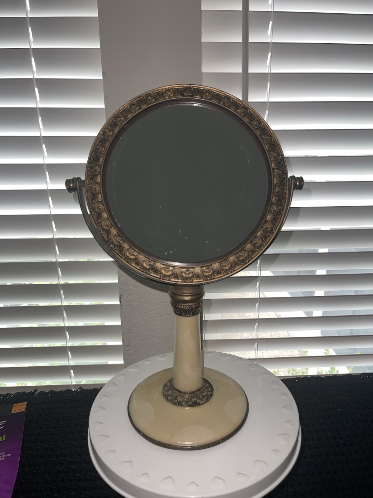 Vintage-Inspired Regency Victorian Standing Vanity Mirror Bronze Enamel Vintage-Inspired Regency Victorian Standing Vanity Mirror Bronze Enamel