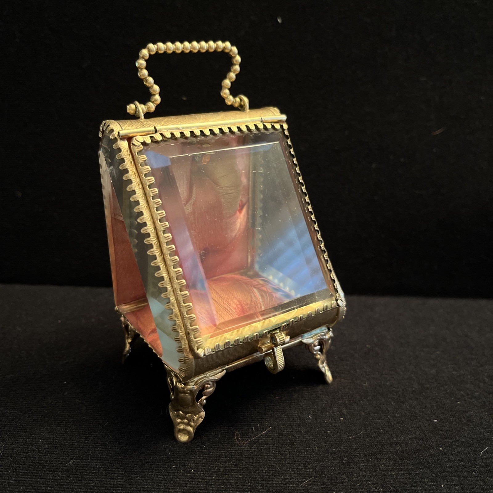 Pink Antique Rare French Crystal Watch Case-ormolu, 1900's Pink Antique Rare French Crystal Watch Case-ormolu, 1900's