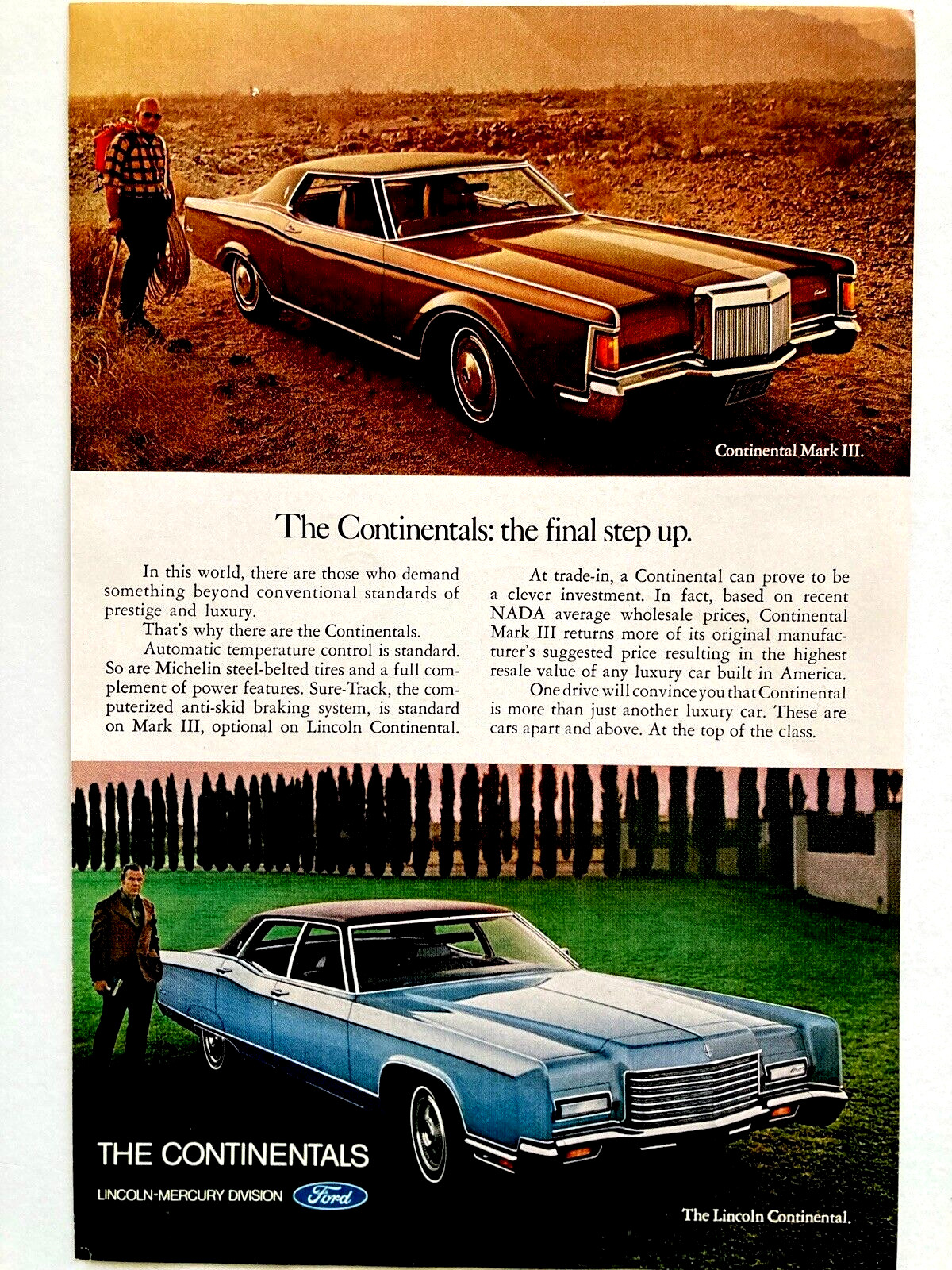 1971 Lincoln Continental Mark III Print Ad 2 Door 4 Doors