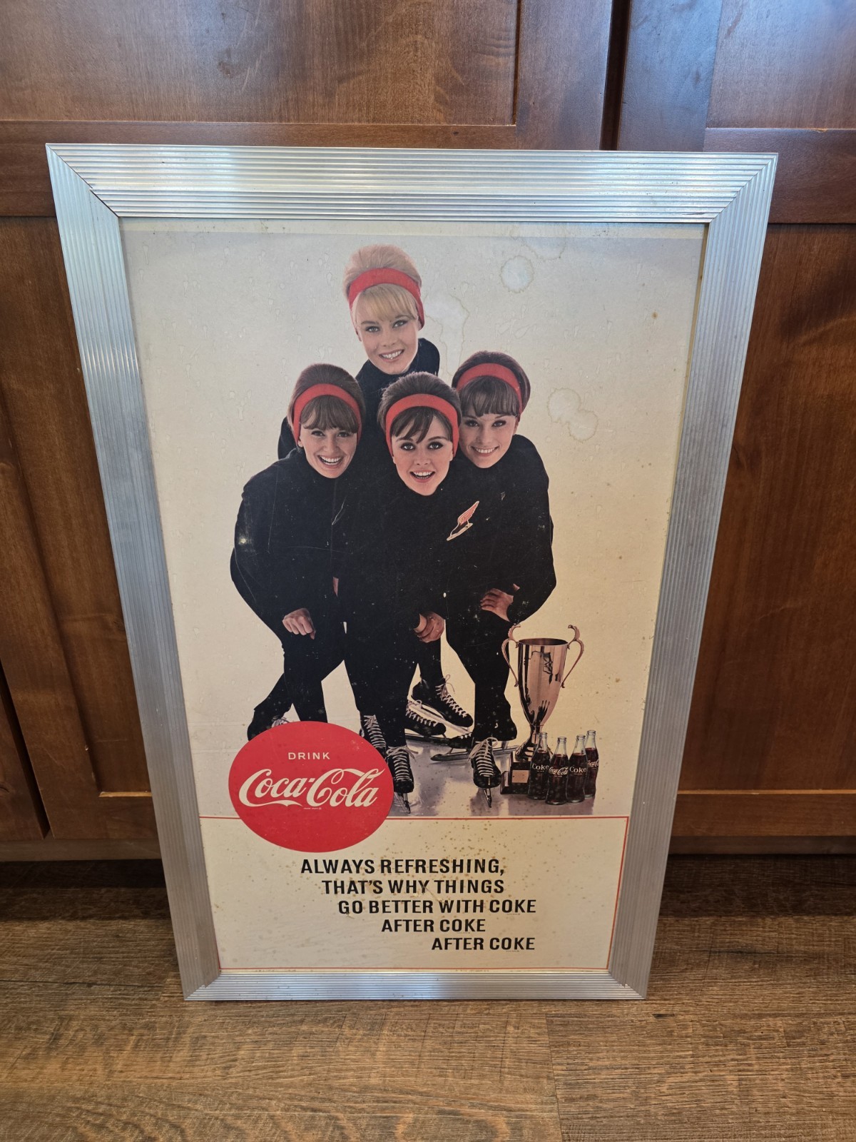 Vintage 1960s Coca-Cola Figure Skating Poster Sign Things Go Better With Coke