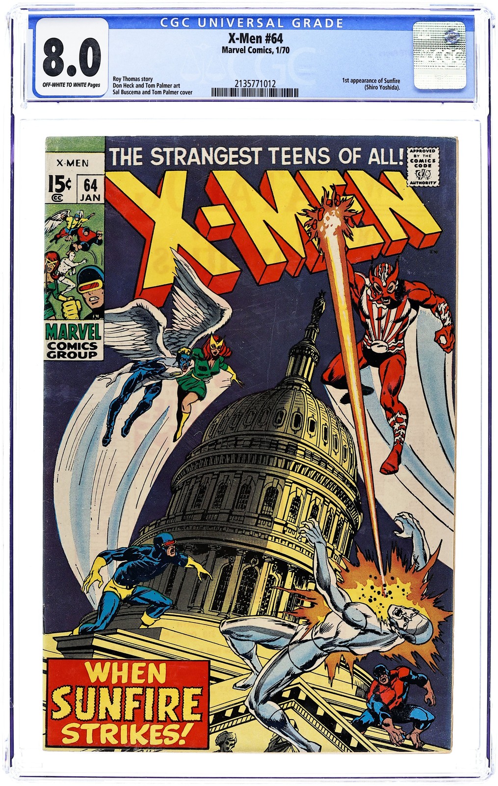 Uncanny X-Men #64 CGC 8.0 1970 2135771012 1st app. Sunfire