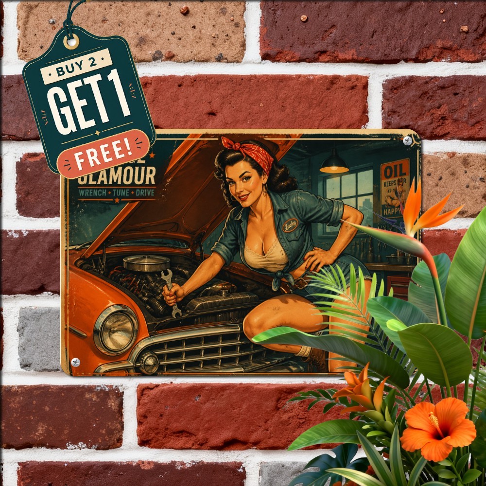 Vintage Biker Motorcycle Metal Sign Garage Workshop Man Cave Plaque 8x12