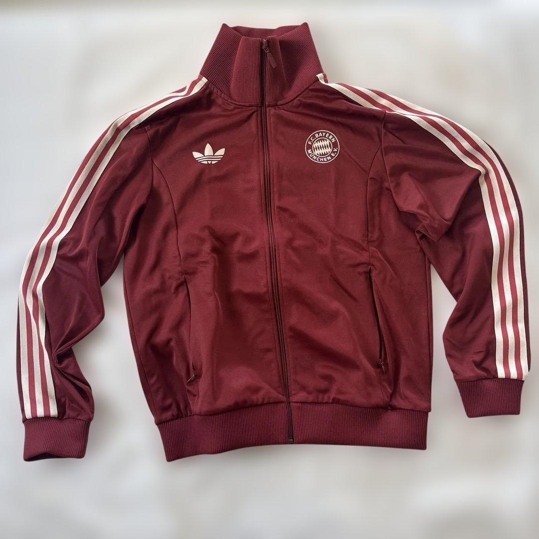 Adidas Bayern Munich Track Top Jacket Burgundy Embroidered Logo Mens