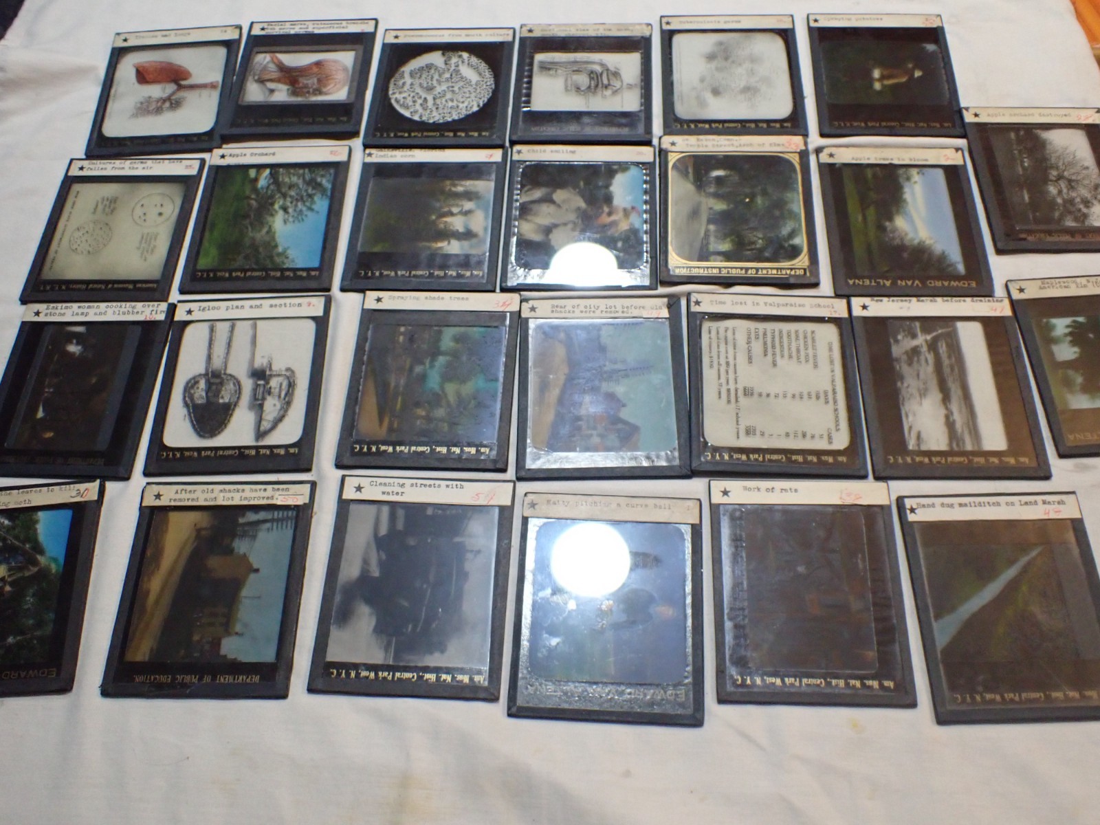 Lot 26 Vintage Antique Magic Lantern Slides Various mixed slides topics