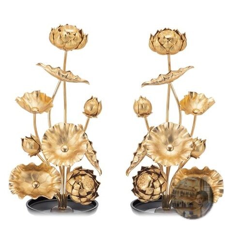 Takita Shoten Japanese Buddhist Alumi Gold Lotus Jouka Flower Arrangement 6 Pai Takita Shoten Japanese Buddhist Alumi Gold Lotus Jouka Flower Arrangement 6 Pai