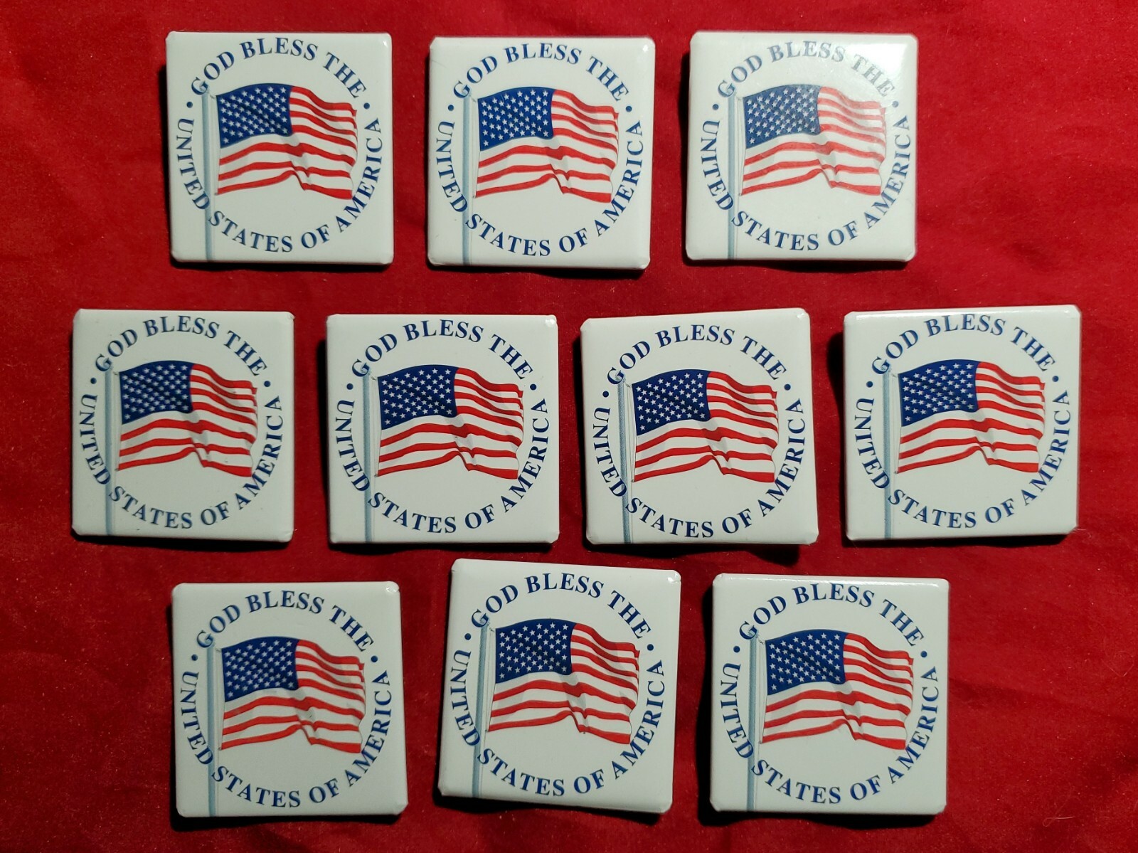 10 Flag Pin LOT * GOD BLESS AMERICA * Made in the USA * JULY 4th * Independence