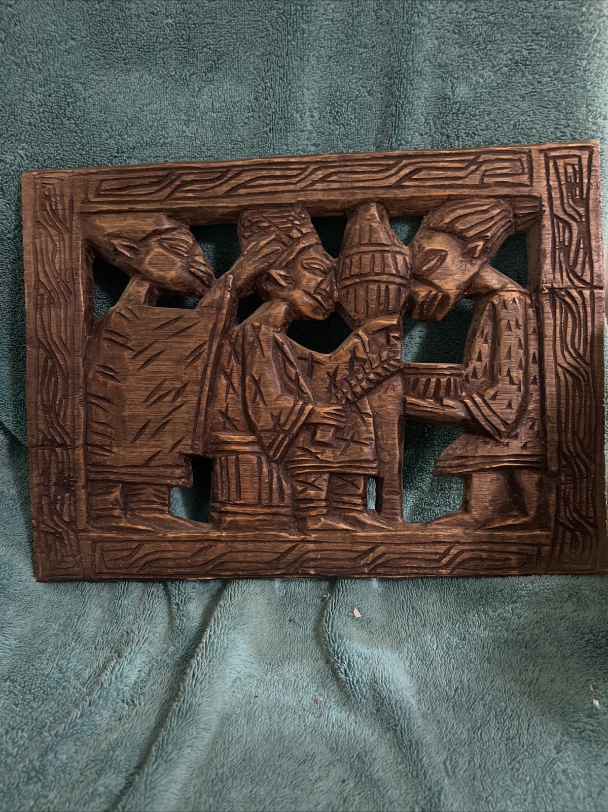 15.25”x11” Wood Carved African Tribal Wall Art Yoruba Relief 3-D 15.25”x11” Wood Carved African Tribal Wall Art Yoruba Relief 3-D