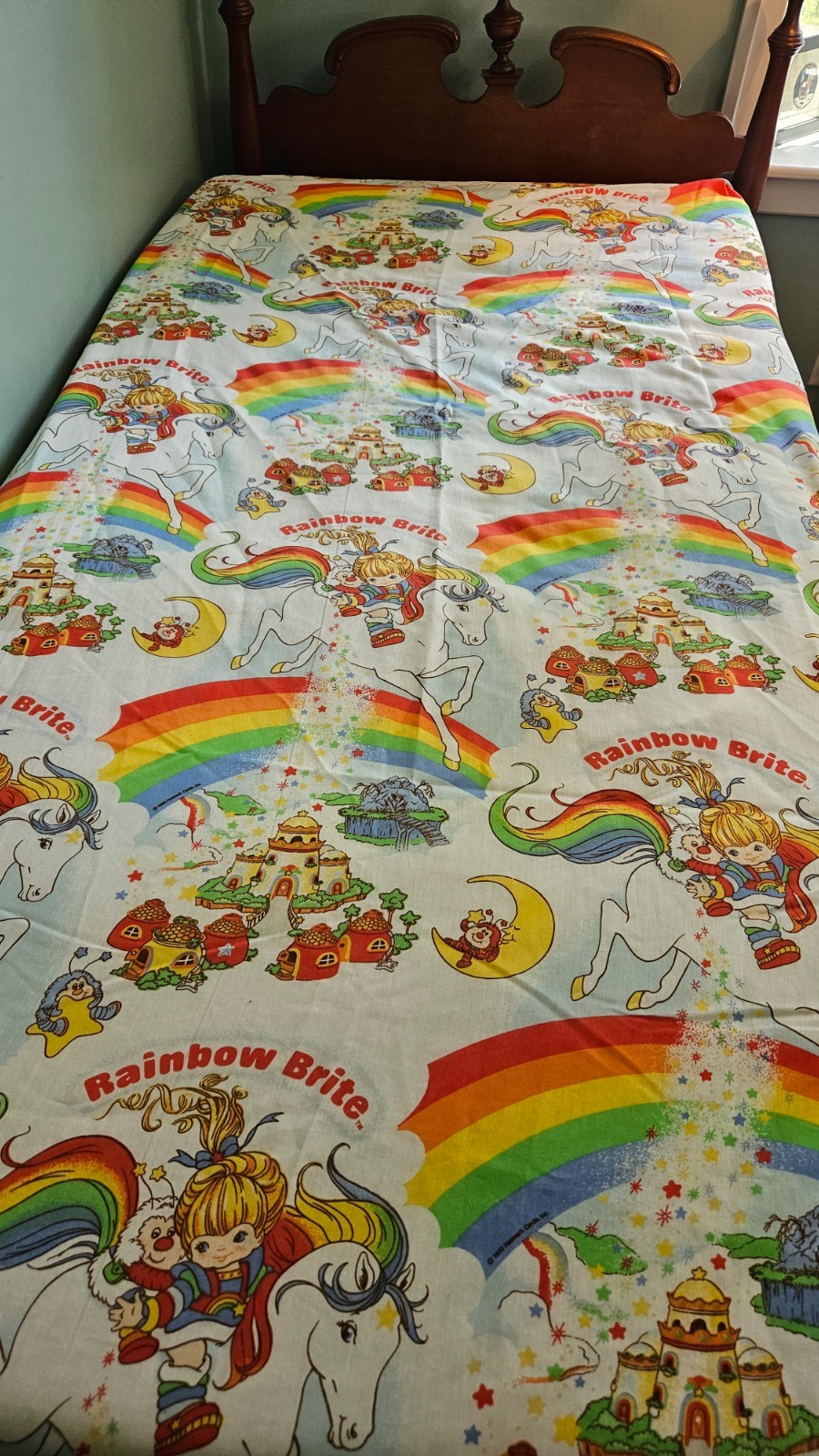 Rainbow Brite Vintage Hallmark 1983 Twin 3 Piece Sheet Set Flat, Fitted and Case