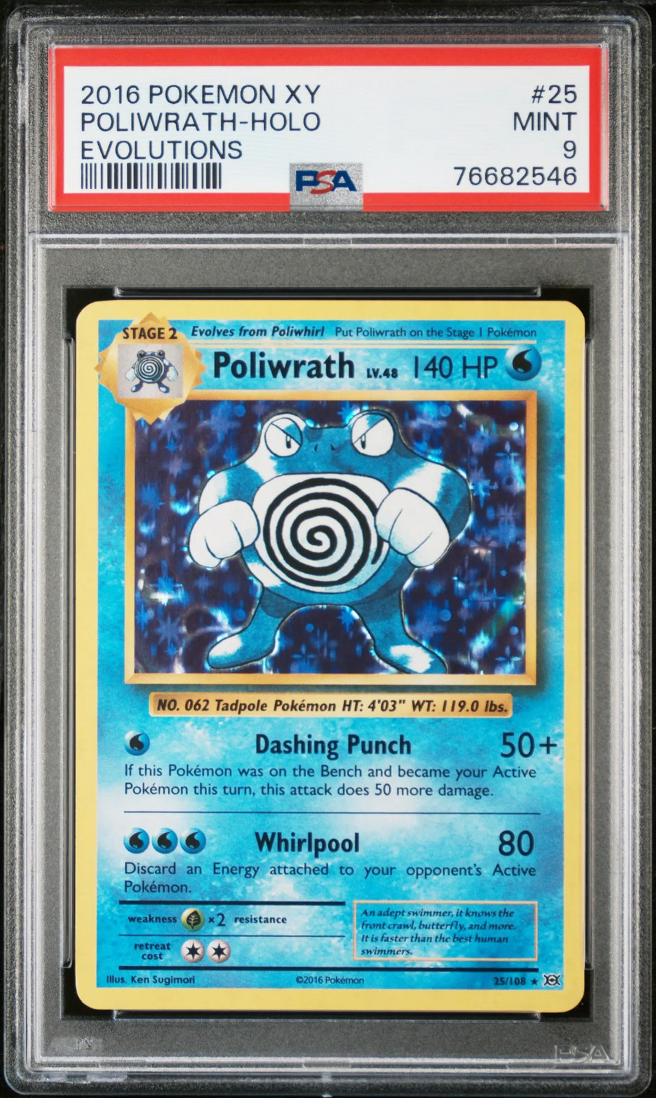 Pokemon XY Evolutions POLIWRATH HOLO PSA 9