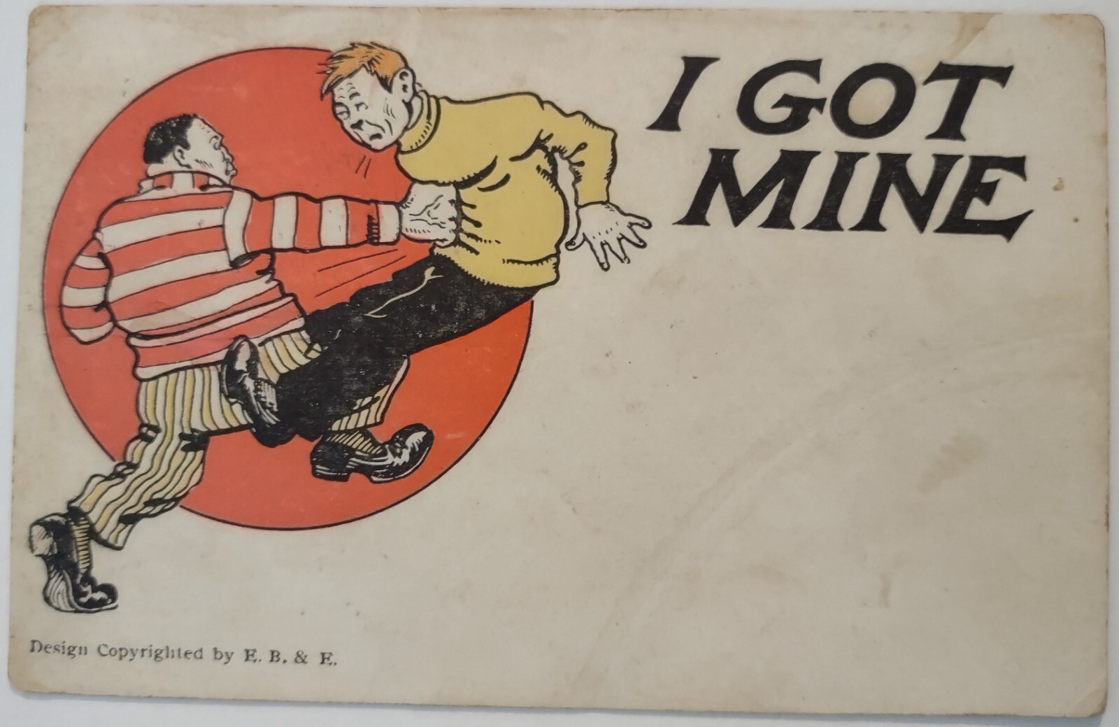 Vintage Postcard I Got Mine Gut Punch Art Humor 1907 AA23