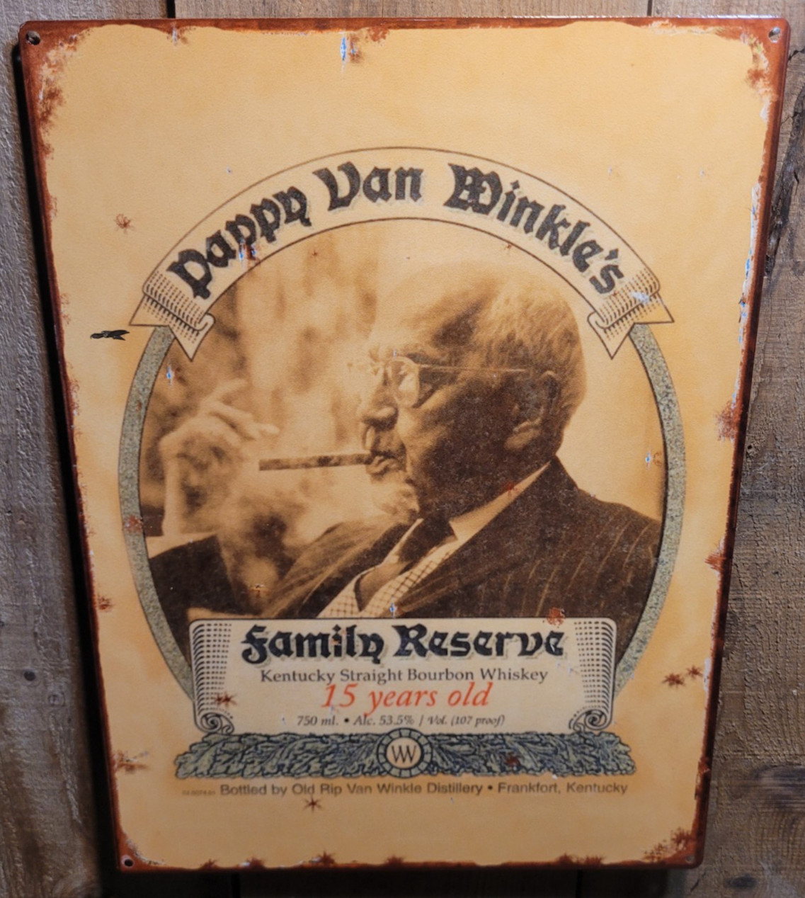 Vintage Pappy Van Winkle Bourbon Whiskey Reproduction Ad Metal Sign Vintage Pappy Van Winkle Bourbon Whiskey Reproduction Ad Metal Sign