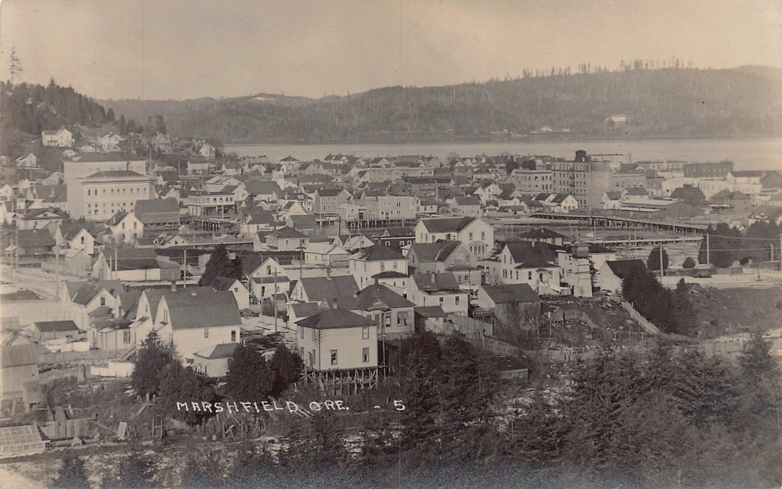 J73/ Marshfield Oregon RPPC Postcard c1910 Birdseye Homes Stores 365 J73/ Marshfield Oregon RPPC Postcard c1910 Birdseye Homes Stores 365