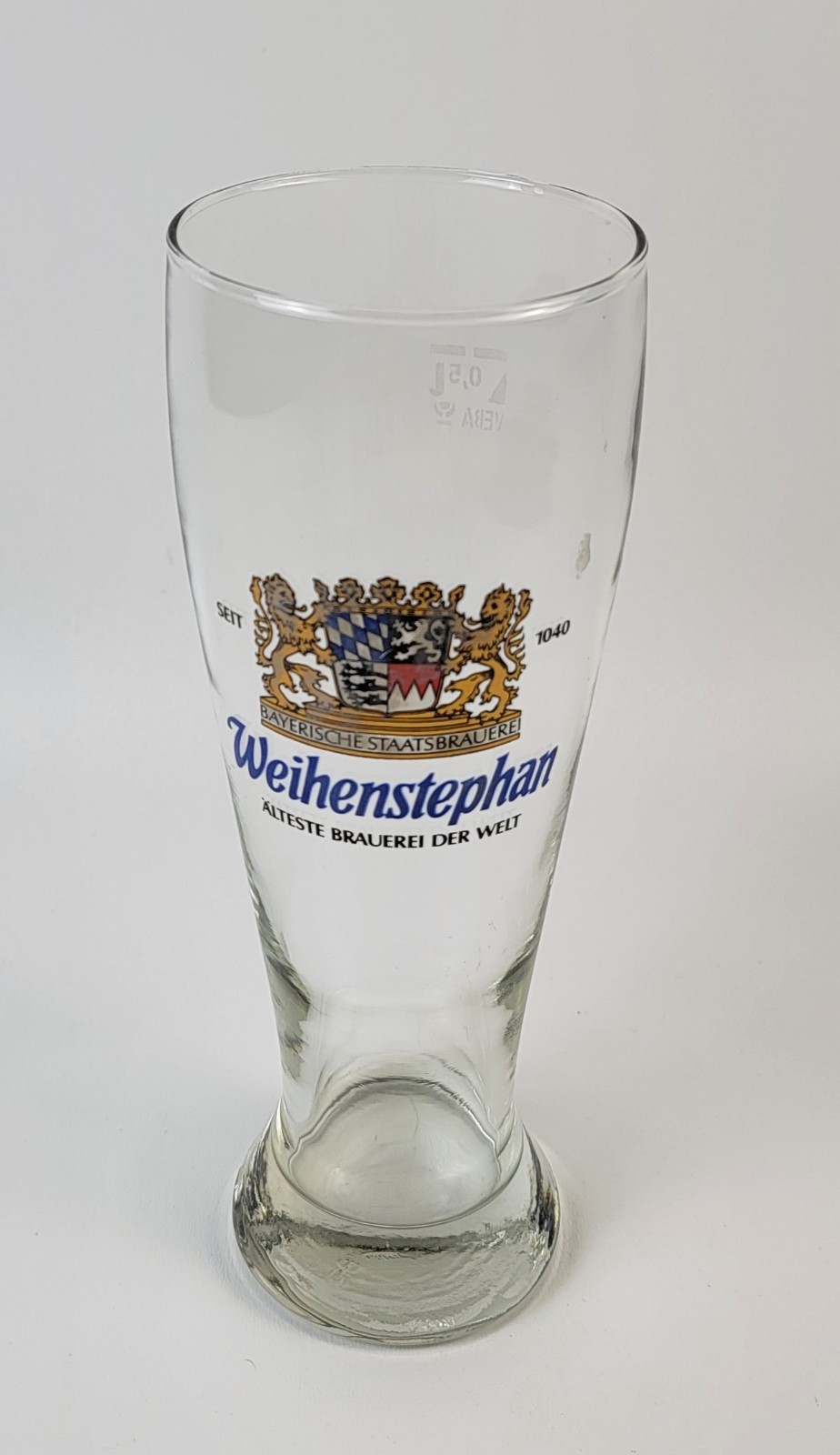 Vintage Weihenstephan 0.5L German Wheat Beer Glass Weizen Bavaria Brewery