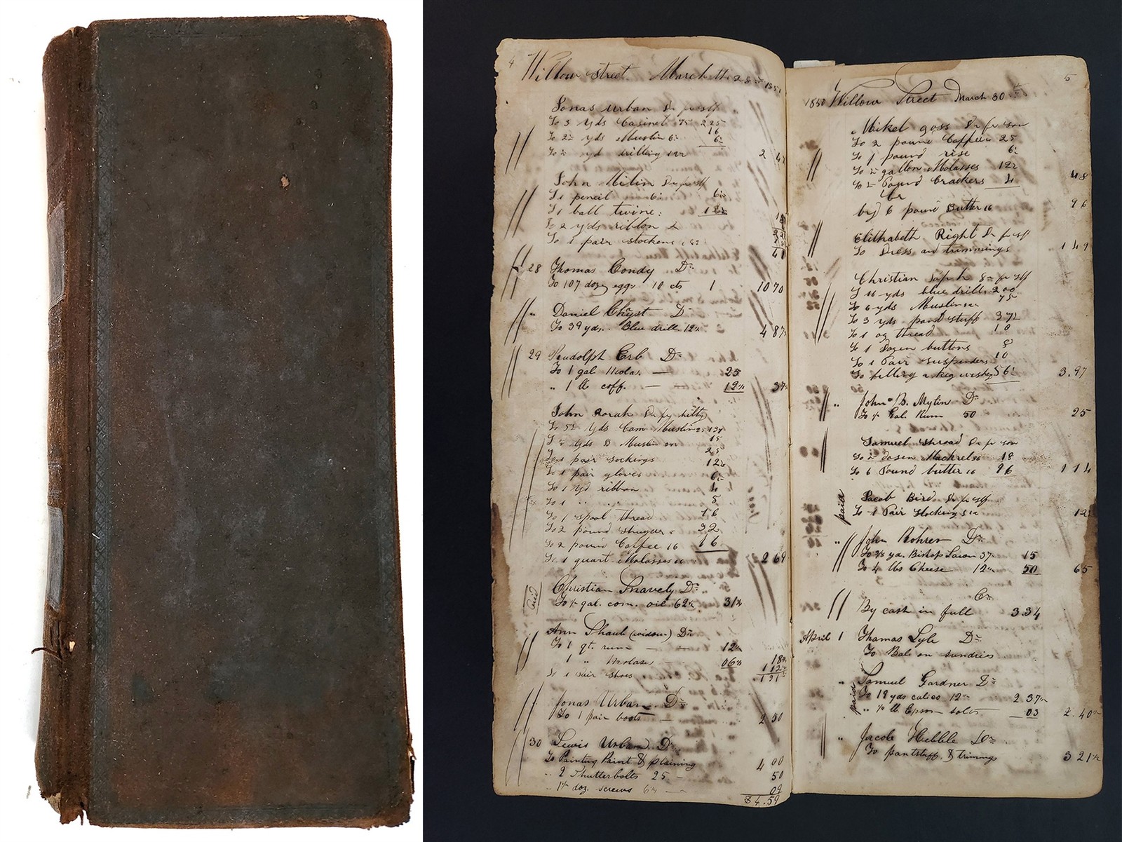 1850–51 antique GENERAL STORE LEDGER willow street pa 624pp HISTORY pa german
