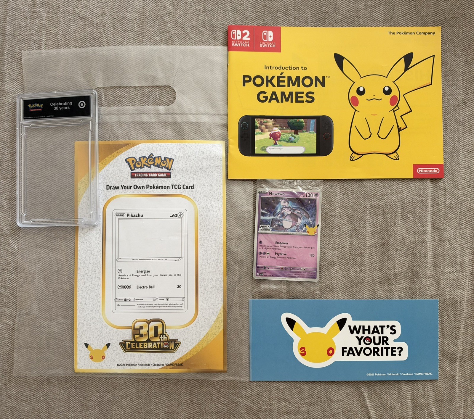 Mewtwo Promo Target 30th Celebration & Draw Your Own Pokemon TCG Card Set 