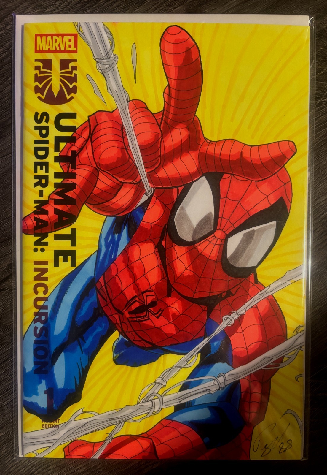 Ultimate Spider-Man #1 Spider-Man Blank Sketch Cover Original Hand Drawn Art