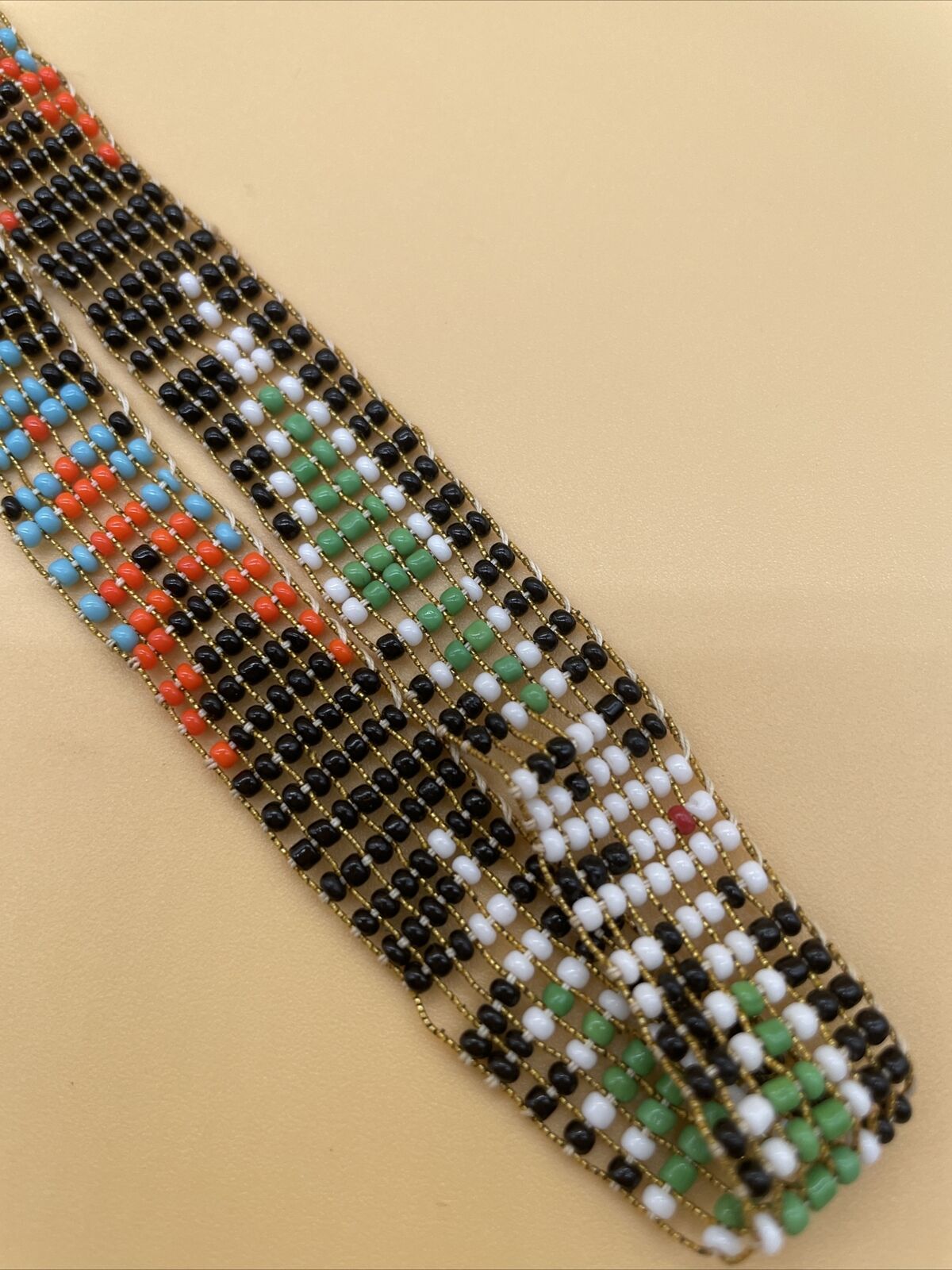 Vintage Seed Beaded Belt Handmade Elastic-Stretchable Colorful-Native Indian