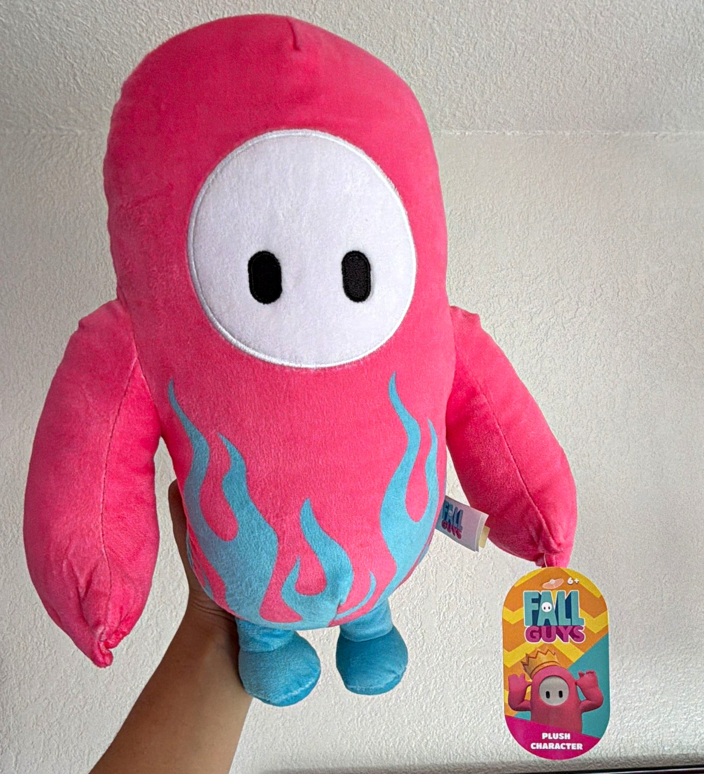 Fall Guys Plush Character Stuffed Toy w/  Tag Pink Blue Flame Design