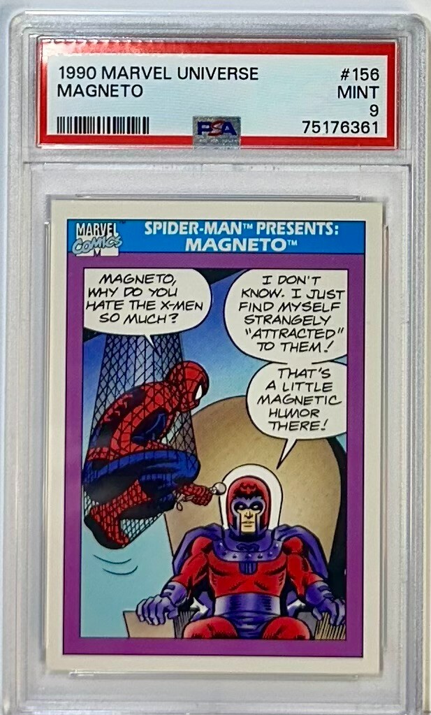 1990 Impel Marvel Universe Spider-man Presents MAGNETO #156 PSA 9 MINT