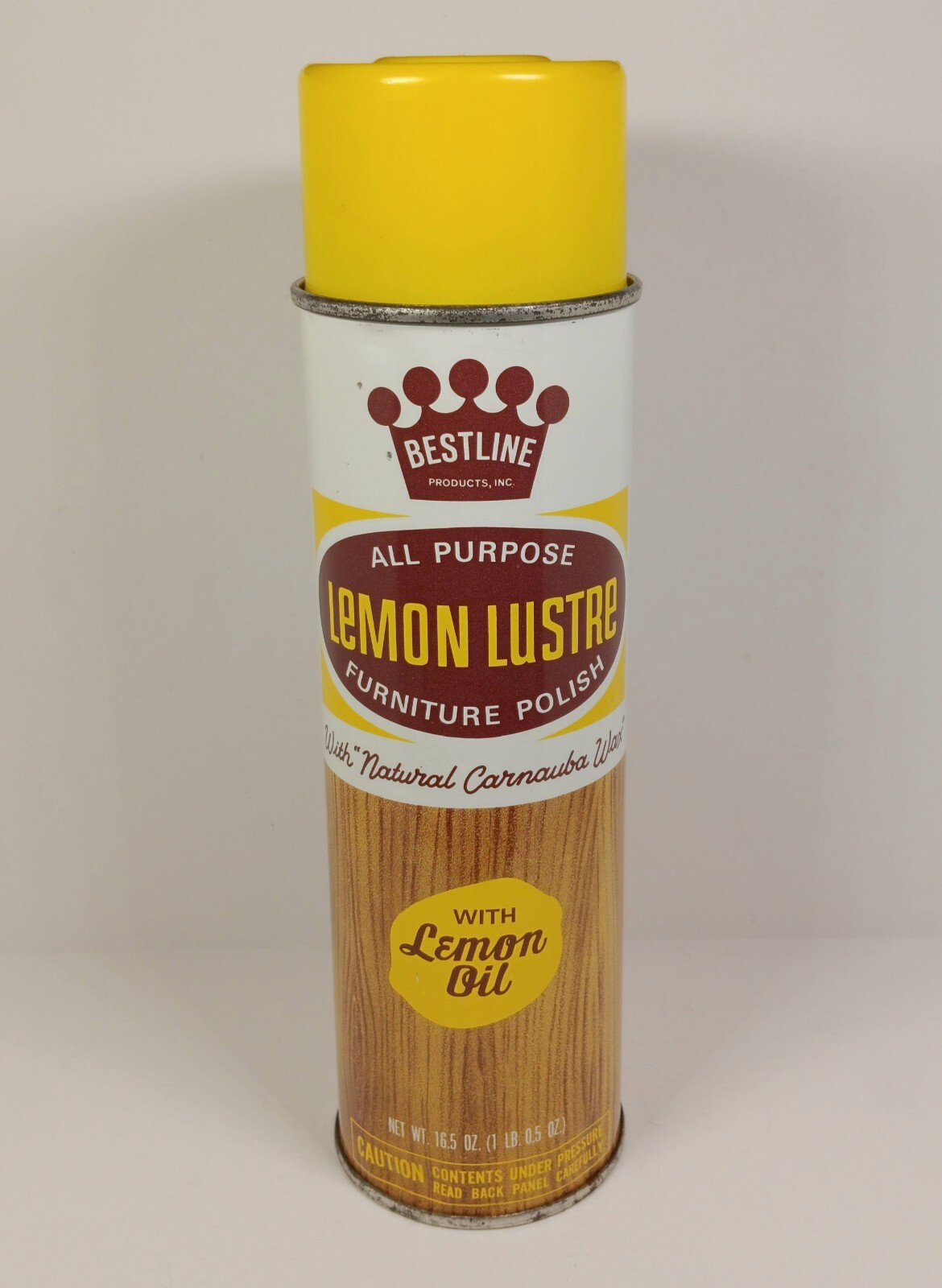 Vtg BESTLINE 1970's All Purpose LEMON LUSTRE Spray 16oz Full Can, Movie TV Prop