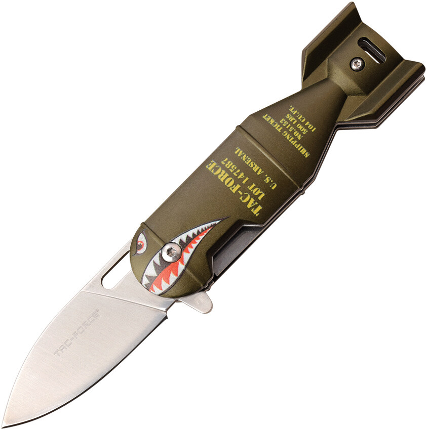 Tac Force Tiger Shark Bomb A/O Green Assisted Open Folding Pocket Knife 1039GN 