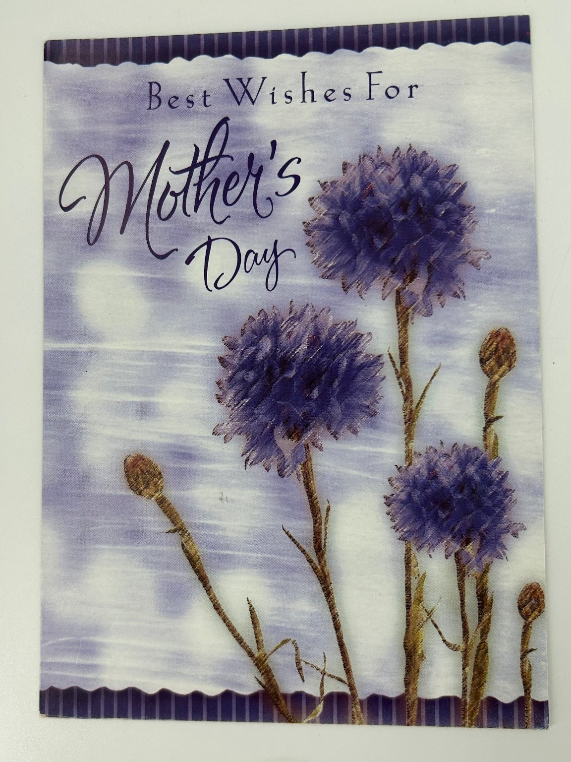 Vintage Blossom Valley Mother\'s Day Greeting Card Purple Flowers 2001