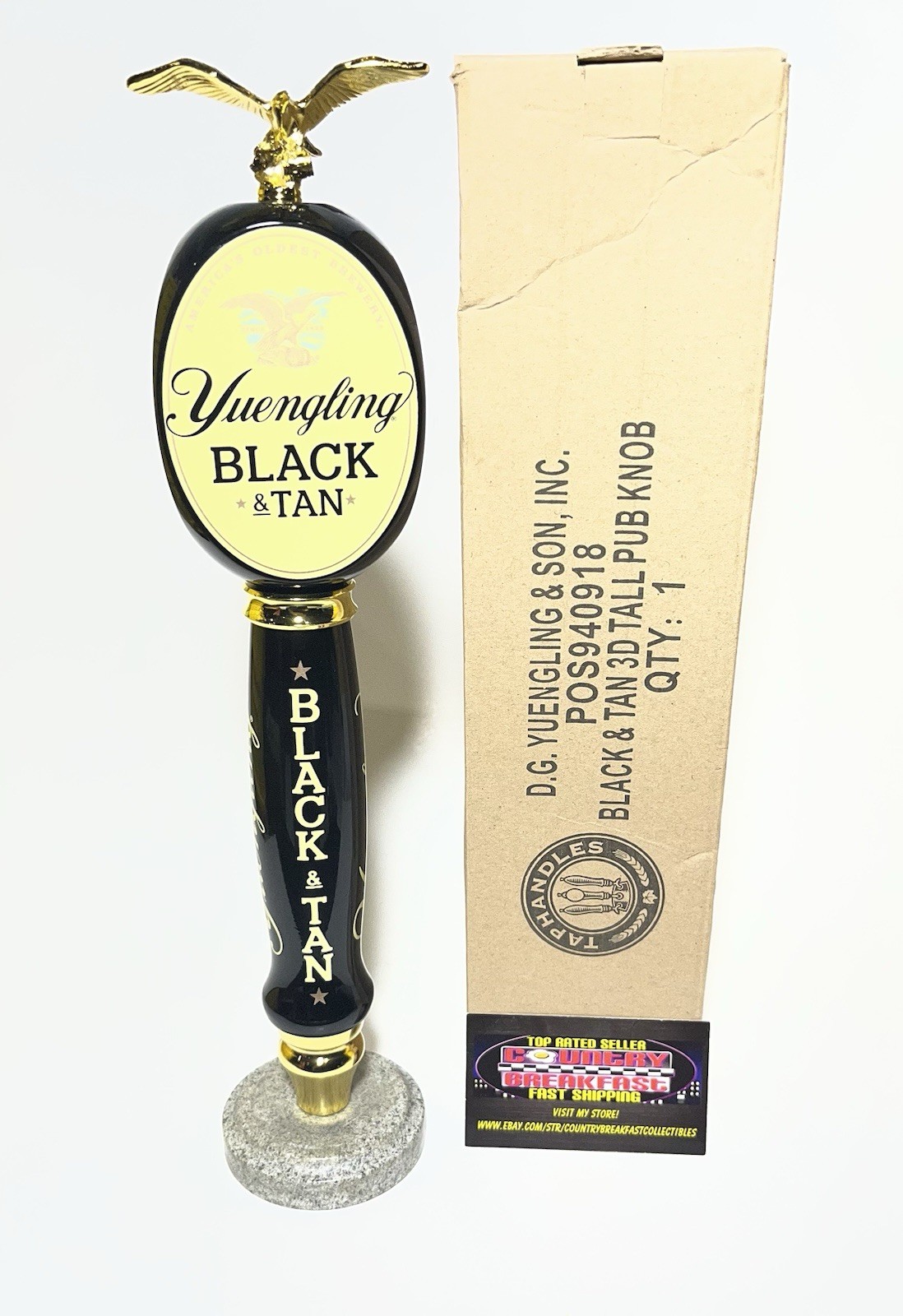 Yuengling Black & Tan Eagle Logo Beer Tap Handle 13” Tall - Brand New In Box