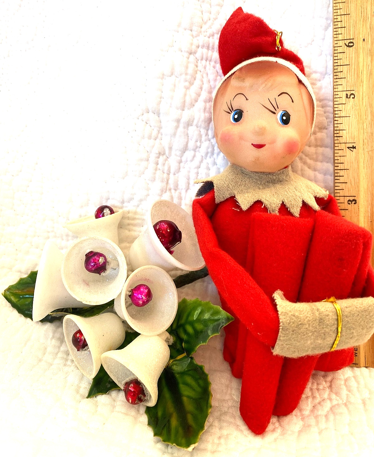 Vintage knee hugger ELF larger size, JAPAN vintage HOLIDAY kitsch 1960's + bells