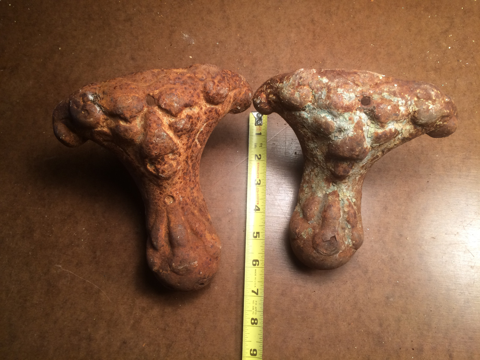 (2) antique cast iron bath tub CLAW FEET different sizes -lot B