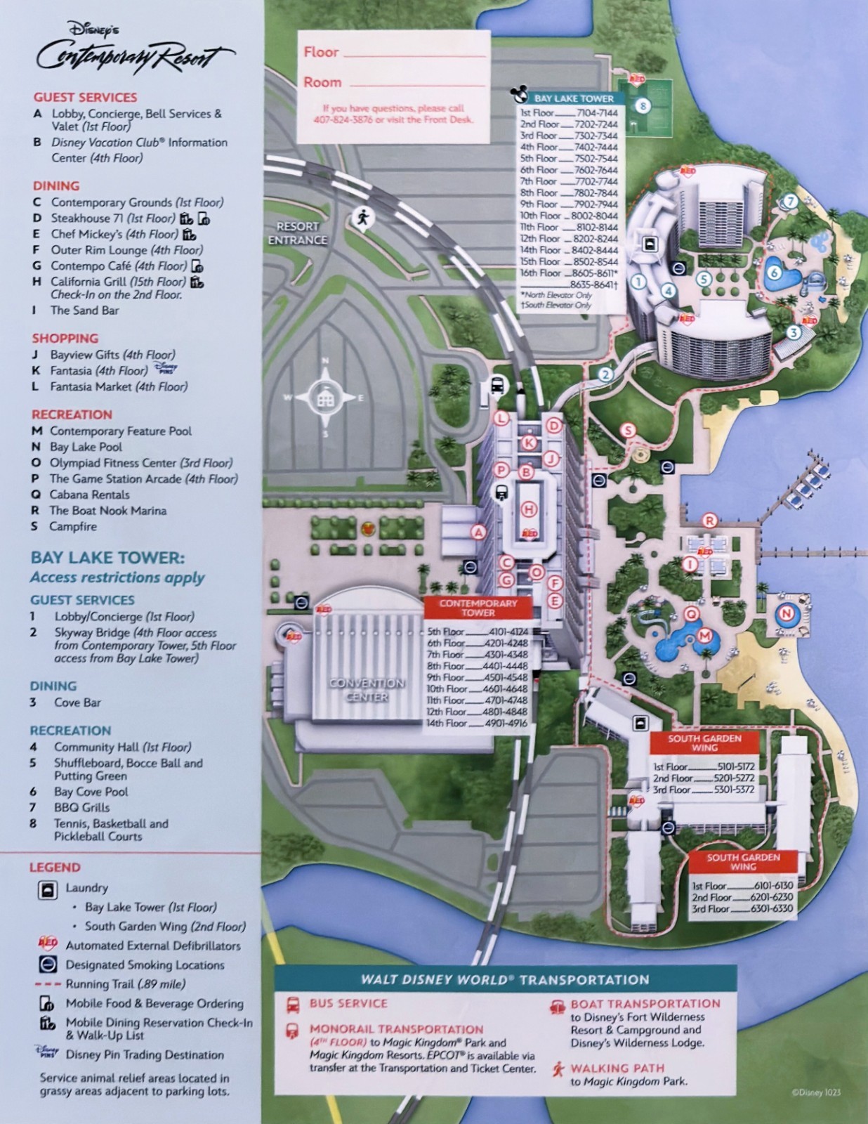 2026 Walt Disney World Contemporary and Bay Lake Tower Resort Map WDW - New 2026 Walt Disney World Contemporary and Bay Lake Tower Resort Map WDW - New
