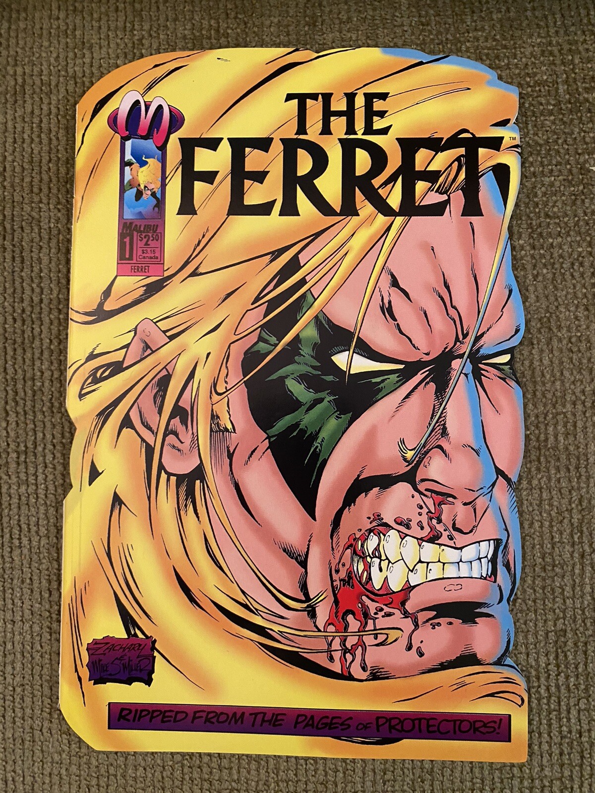 THE FERRET #1 DIE CUT BOOK MALIBU 1993 🔥🔥 THE FERRET #1 DIE CUT BOOK MALIBU 1993 🔥🔥