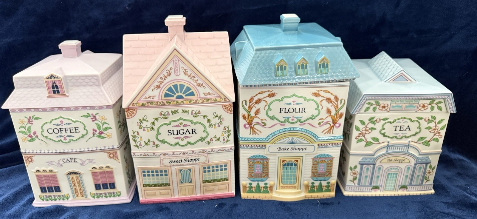 Lenox Village Canisters 1990 -Flour Sugar Tea coffee - EUC Lenox Village Canisters 1990 -Flour Sugar Tea coffee - EUC
