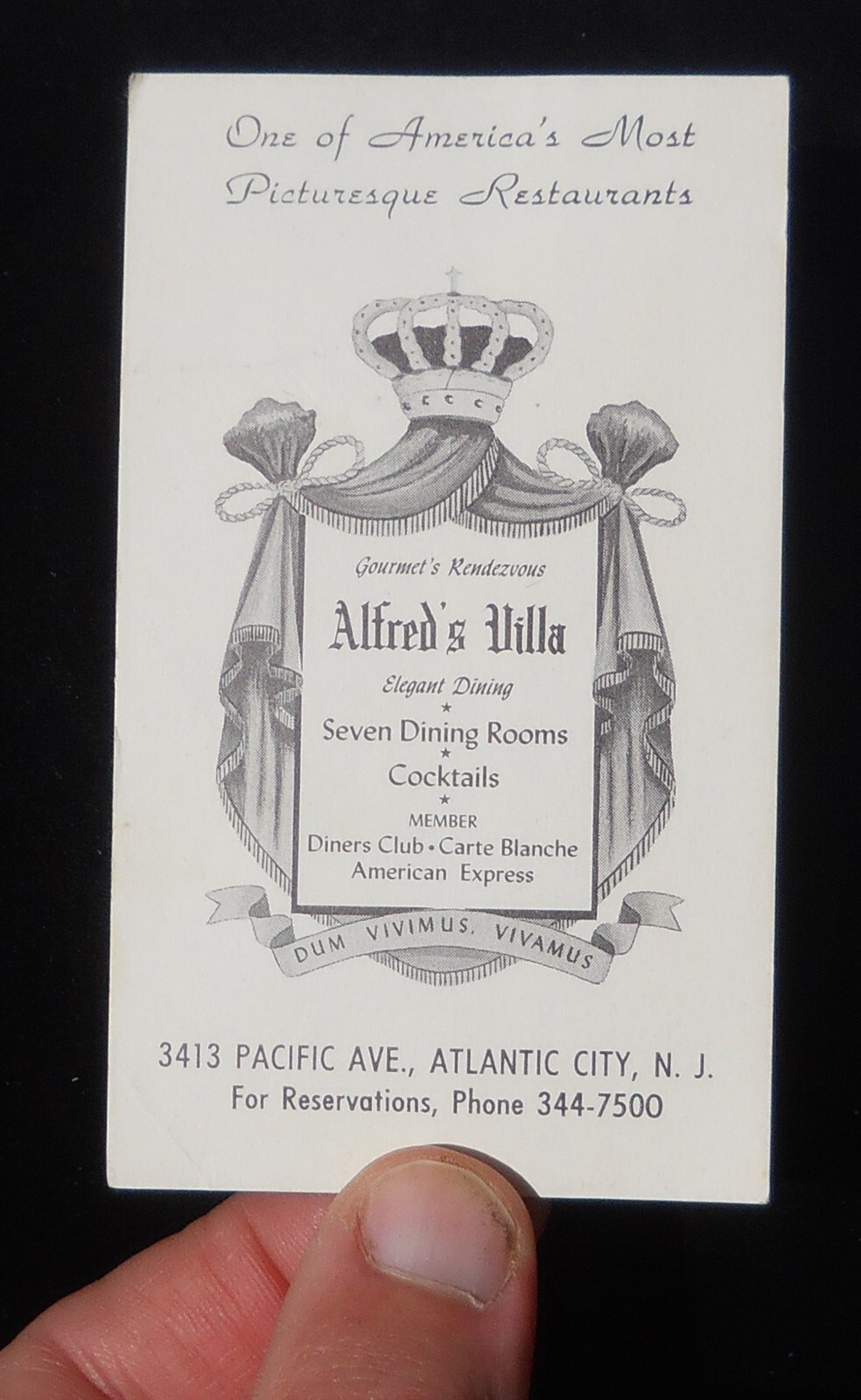 1960s? Alfred\'s Villa Elegant Dining 7 Rooms 3413 Pacific Ave. Atlantic City NJ