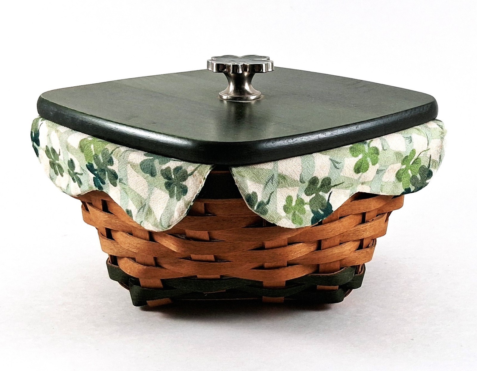 Longaberger 2006 Lucky Twist Basket with Protector, Liner, Lid & Shamrock Knob Longaberger 2006 Lucky Twist Basket with Protector, Liner, Lid & Shamrock Knob
