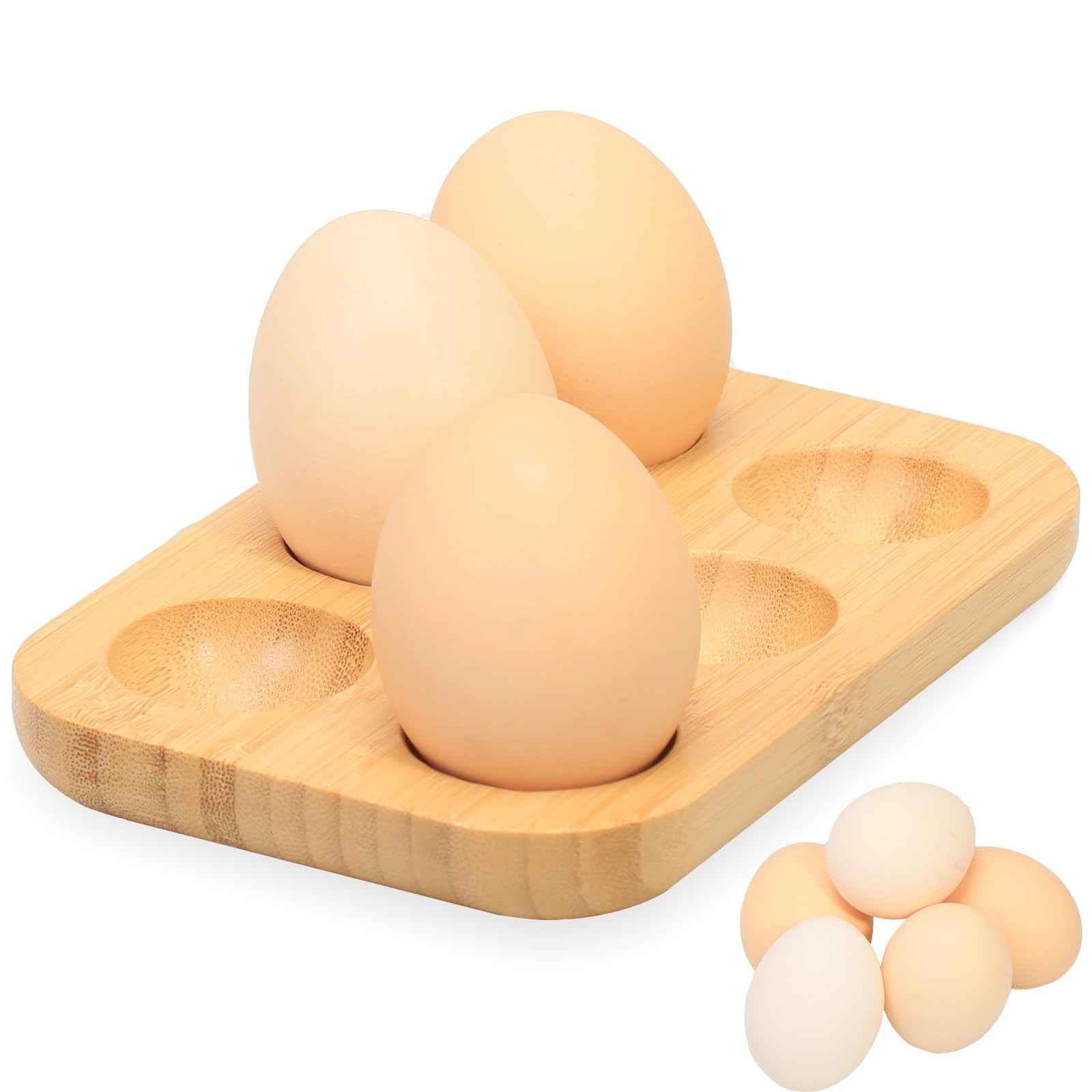 ZTHapwa Deviled Egg Platter, Bamboo Wooden Deviled Egg Serving Tray for Kitch...