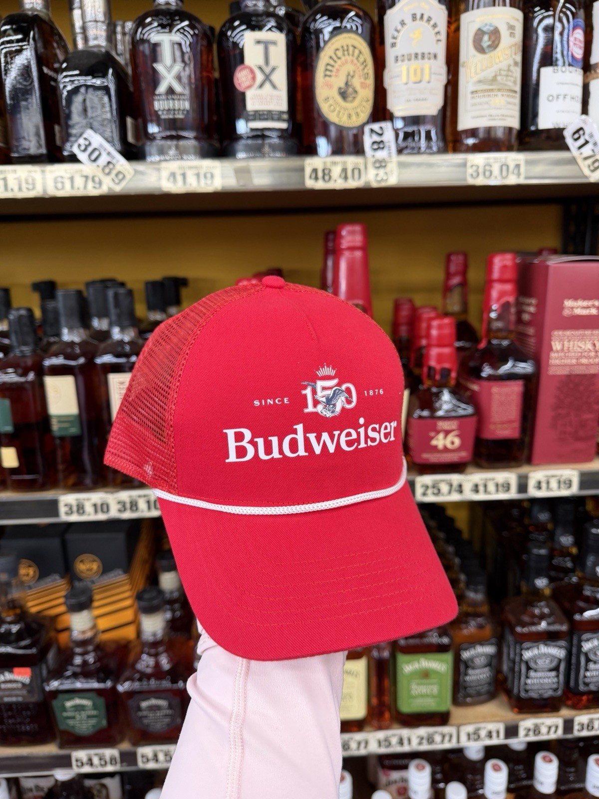 Budweiser 150th Anniversary Since 1876 Red Mesh Snapback Trucker Hat