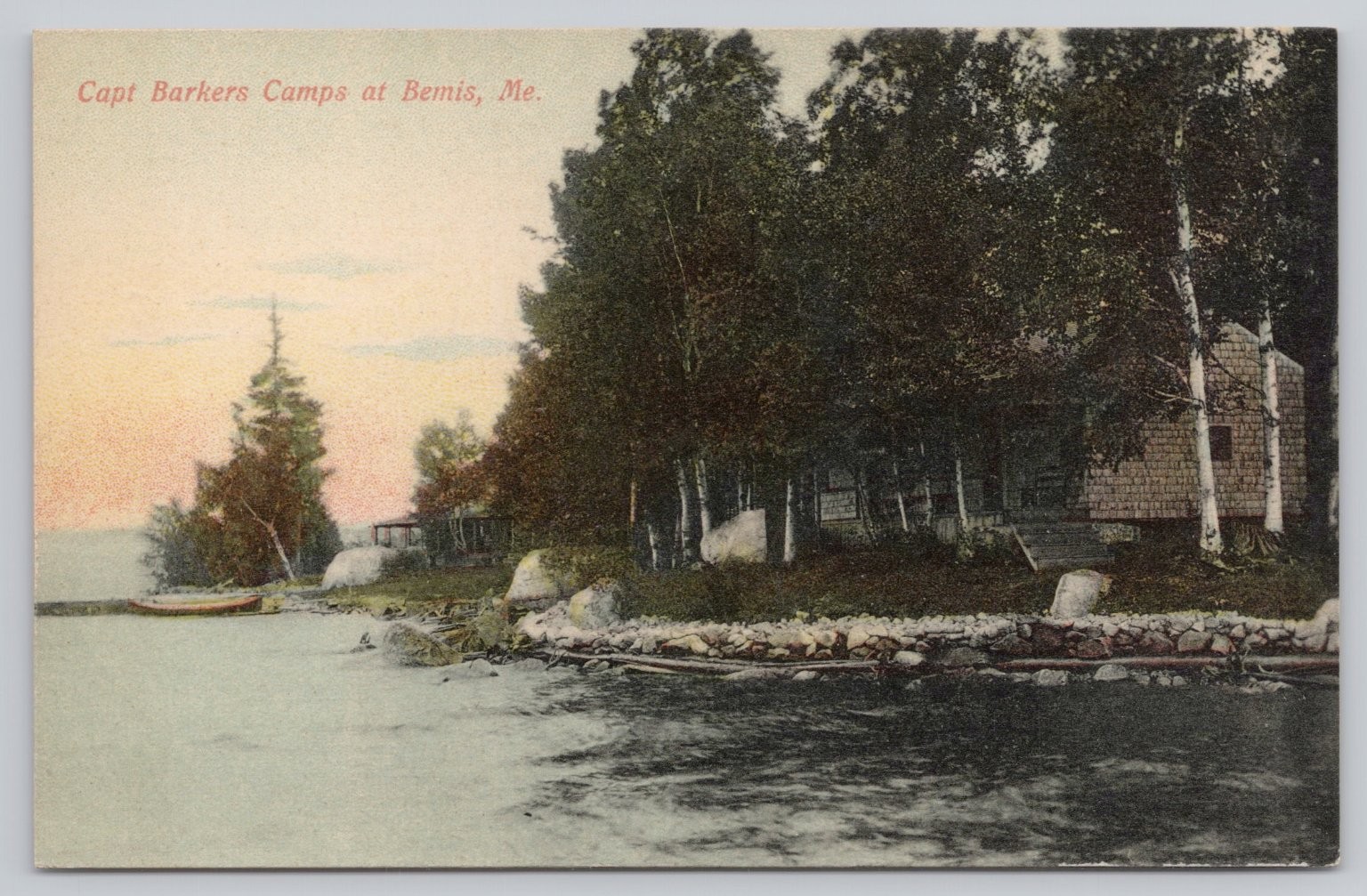 Capt Barkers Camps Bemis Maine Vintage Scenic Lakeside Postcard