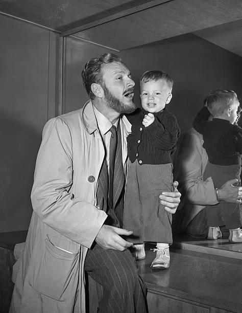 Comedian Eddie Albert tries few comedy routines son Eddie Jr they a- 1952 Photo