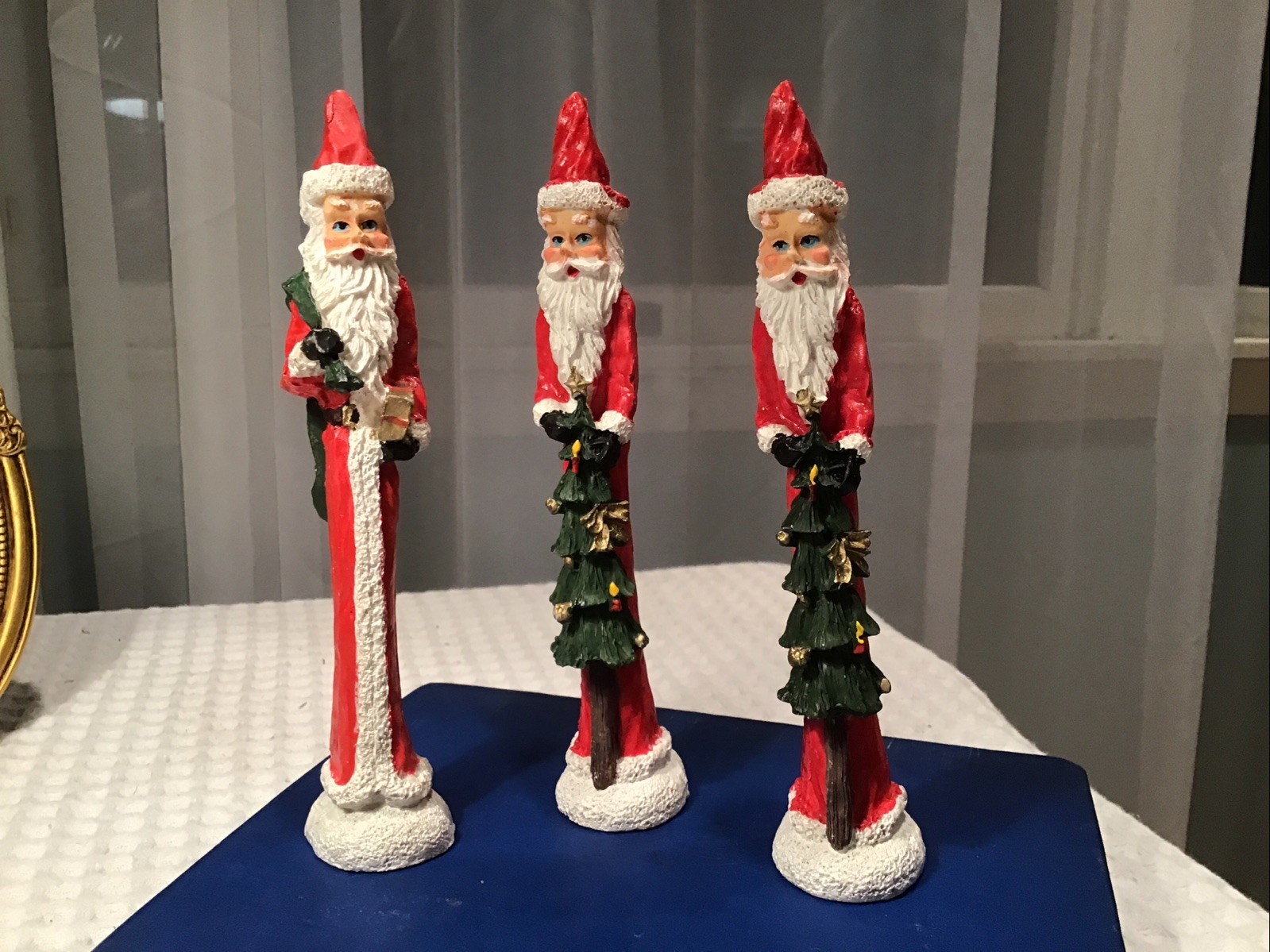 Vintage Santa Claus Christmas Figures Holiday Pencil Skinny Santa’s Set Of 3