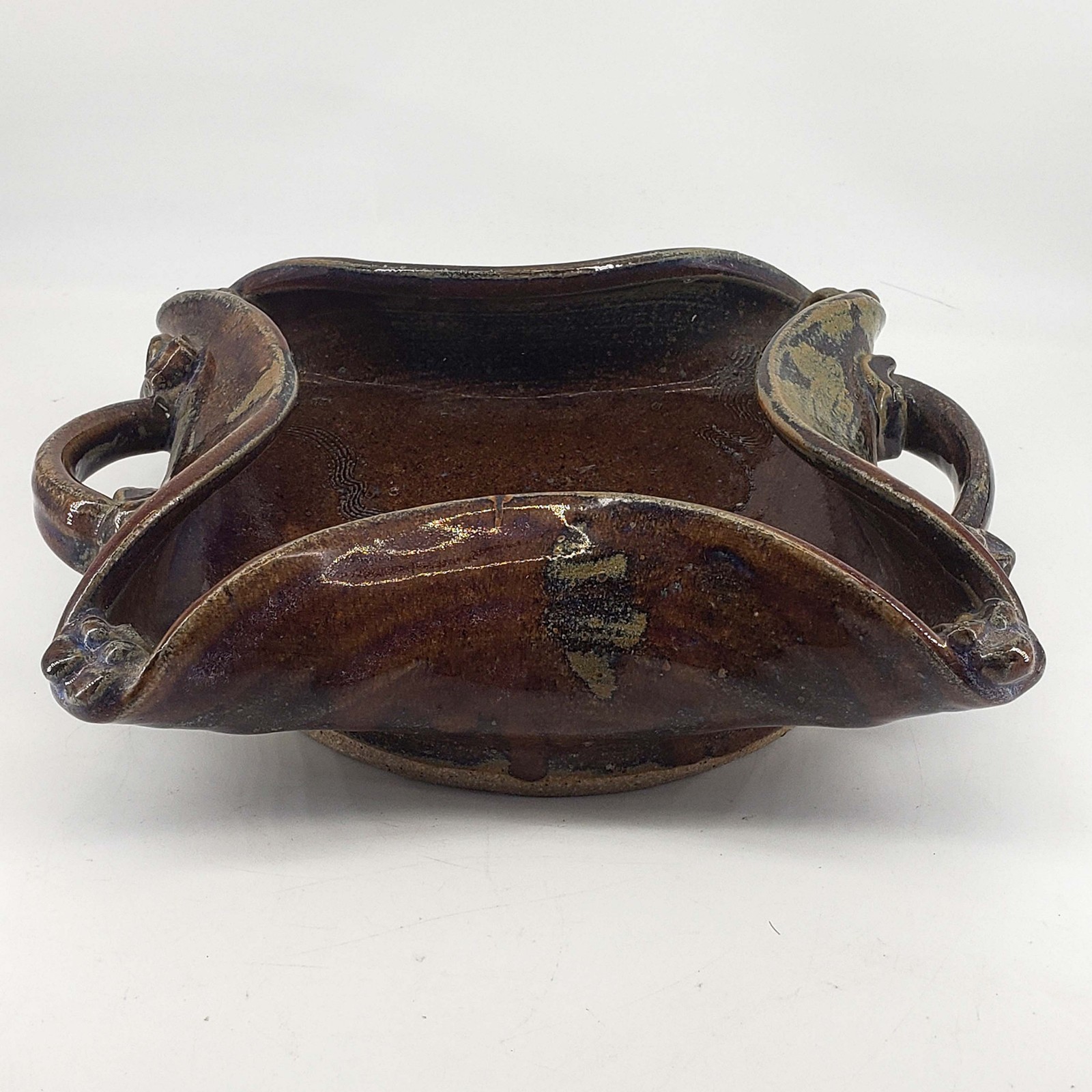 Vintage Signed Art Hand Thrown Pottery Reiko Studio unique bowl dish