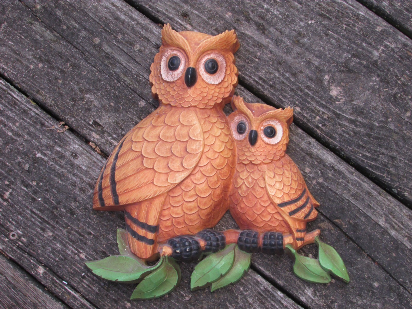 Vintage 1976 HOMCO USA Mold 7403 Mama & Baby OWL PLAQUE Wall HANGING Decor NICE