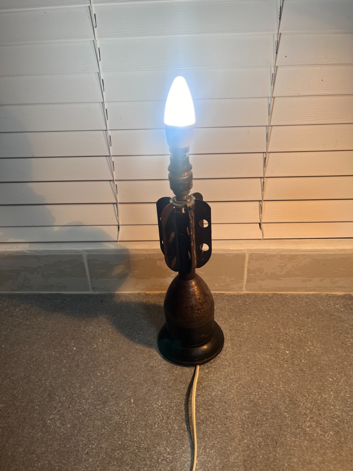 RARE ANTIQUE TRENCH ART TABLE LAMP