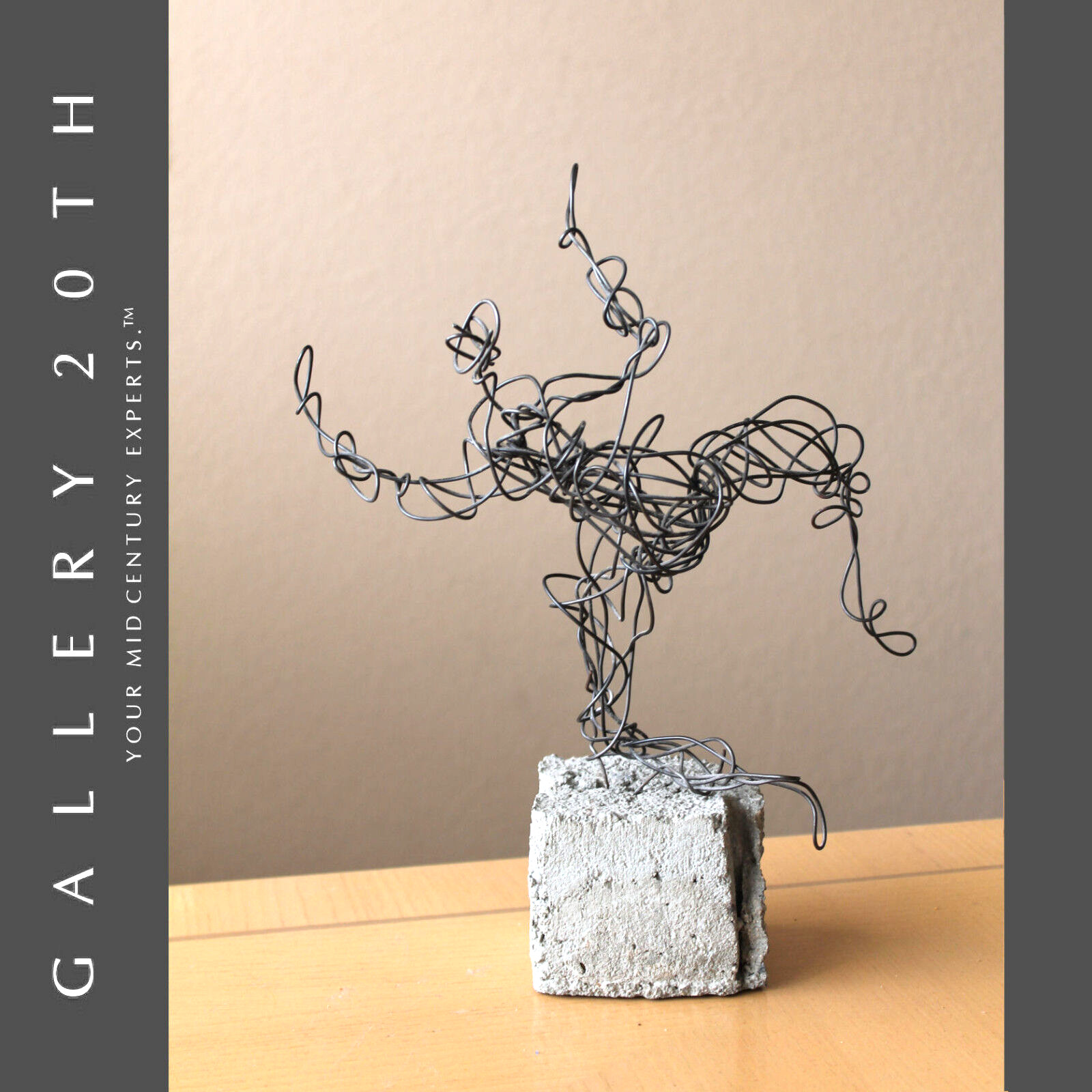 WOW ABSTRACT WIRE METAL MAN SCULPTURE VTG 50s 60s ORIG ART MID CENTURY MODERN