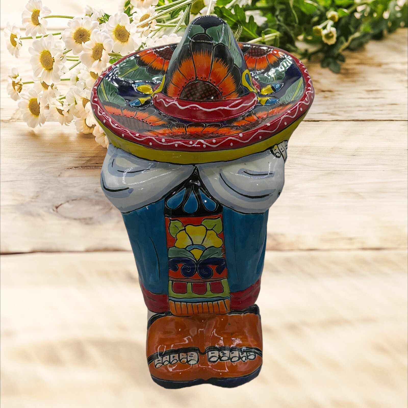 Rare Panchito Talavera statue XL ceramic for a garden 16”x 15”x11”