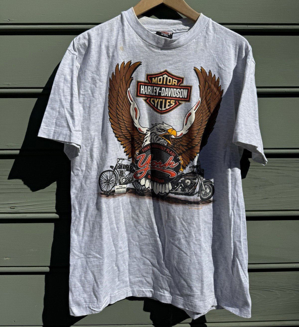 Vintage 1995 Harley-Davidson York Pennsylvania Museum Graphic T-Shirt Large Gray