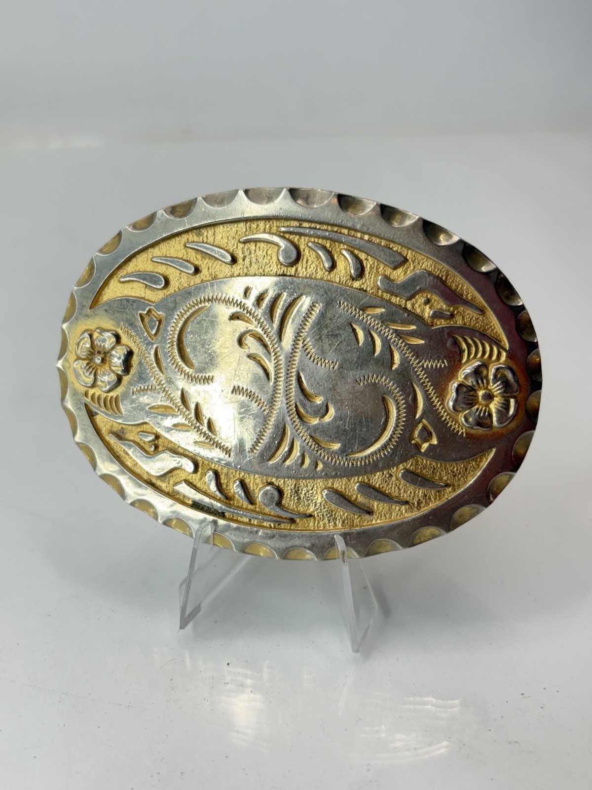 Miller Western Wear Denver Colorado Two Tone Western Belt Buckle