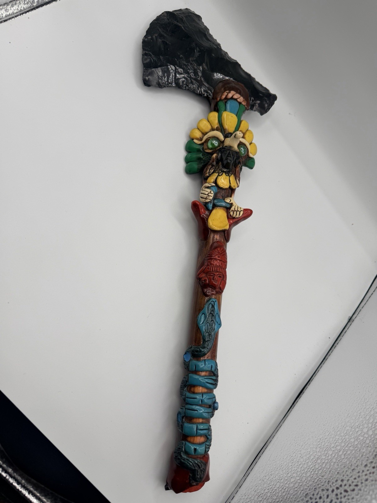 Vintage Aztec Mayan Obsidian Sacrificial Axe Rain Stick Mexican Folk Art 20 Vintage Aztec Mayan Obsidian Sacrificial Axe Rain Stick Mexican Folk Art 20