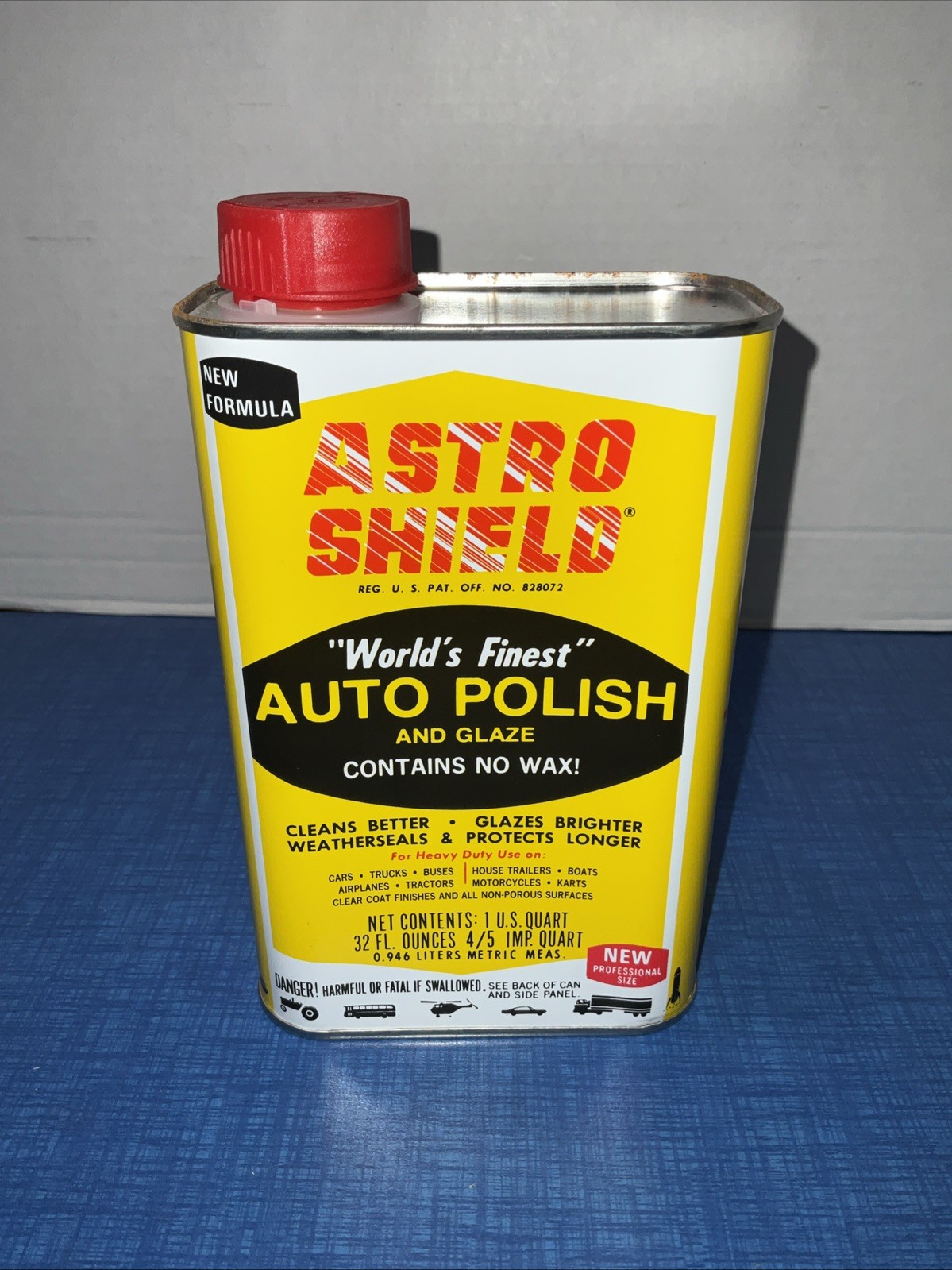 Vintage Astro Shield “Worlds Finest” Auto Polish And Glaze 32 Oz Metal Can NEW
