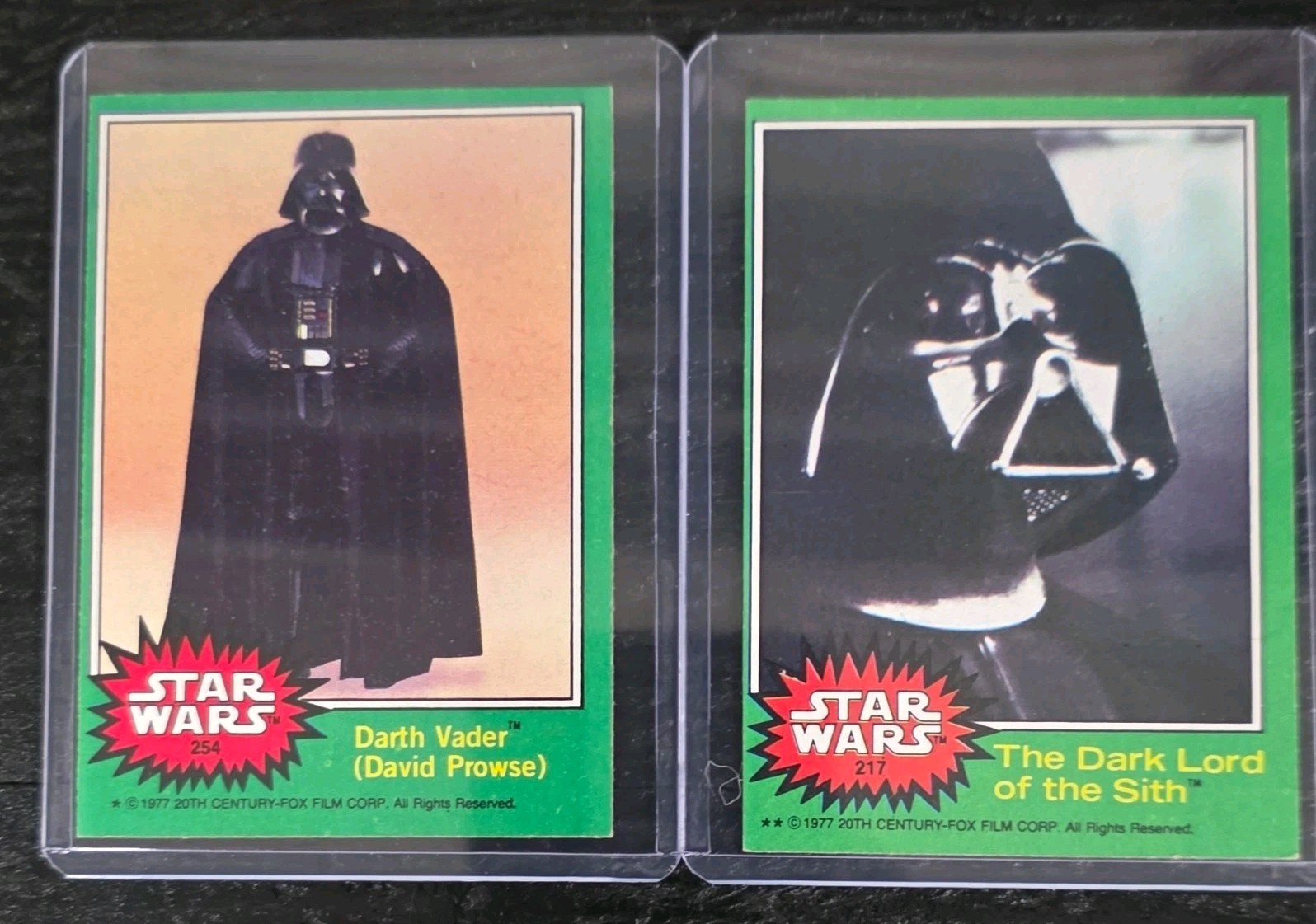 1977 Topps Star Wars Green Series #217 #254 Darth Vader Lot NM Sharp Corners 1977 Topps Star Wars Green Series #217 #254 Darth Vader Lot NM Sharp Corners