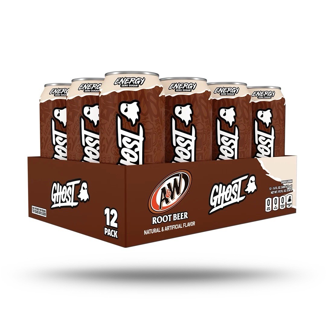 GHOST Energy x A&W Root Beer Zero Sugar Energy Drink 12 oz 12 Pack GHOST Energy x A&W Root Beer Zero Sugar Energy Drink 12 oz 12 Pack